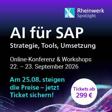 AI für SAP – Strategie, Tools, Umsetzung: Online-Konferenz & Workshops am 22. und 23. September. Early-Bird-Ticket sichern – nur noch bis 24. August!