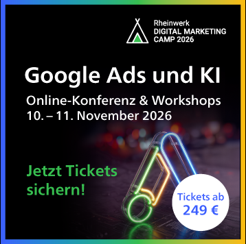 Google Ads und KI: Online-Konferenz & Workshops, 10. und 11. November 2026. Jetzt Tickets sichern!