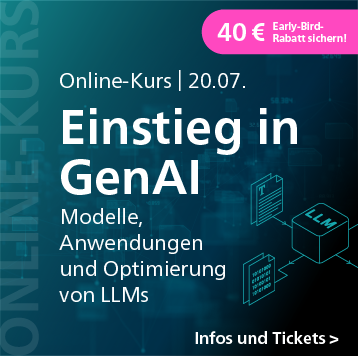 Einstieg in GenAI – Online-Kurs ab 20. Juli: Jetzt 40 Euro Early-Bird-Rabatt sichern!