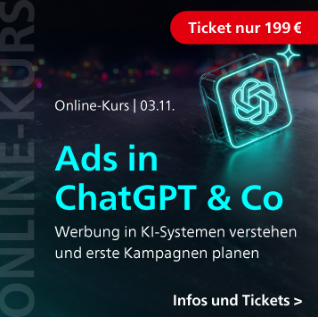 Ads in ChatGPT & Co: Online-Kurs am 3. November 2026 – Ticket nur 199 €