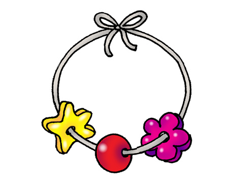 Armbandet har tre pärlor.