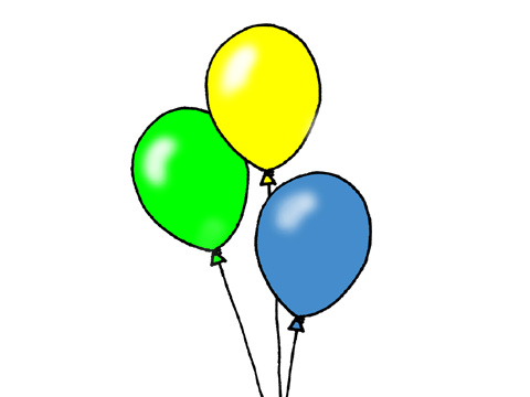 Jag köper tre ballonger.