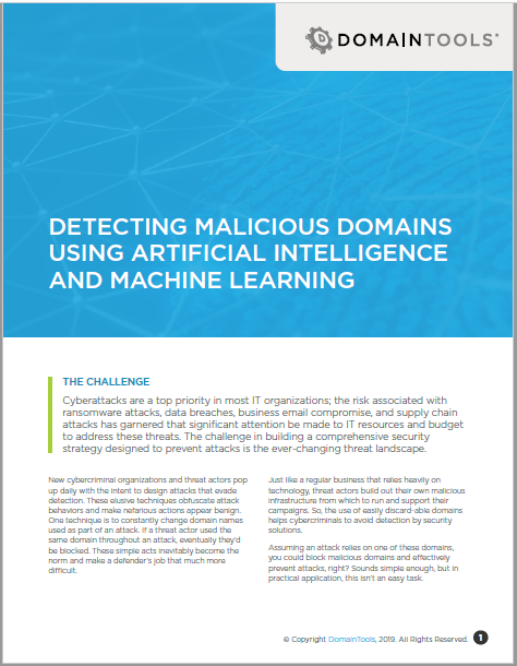 Detecting Malicious Domains Using Artificial Intelligence and Machine Learning