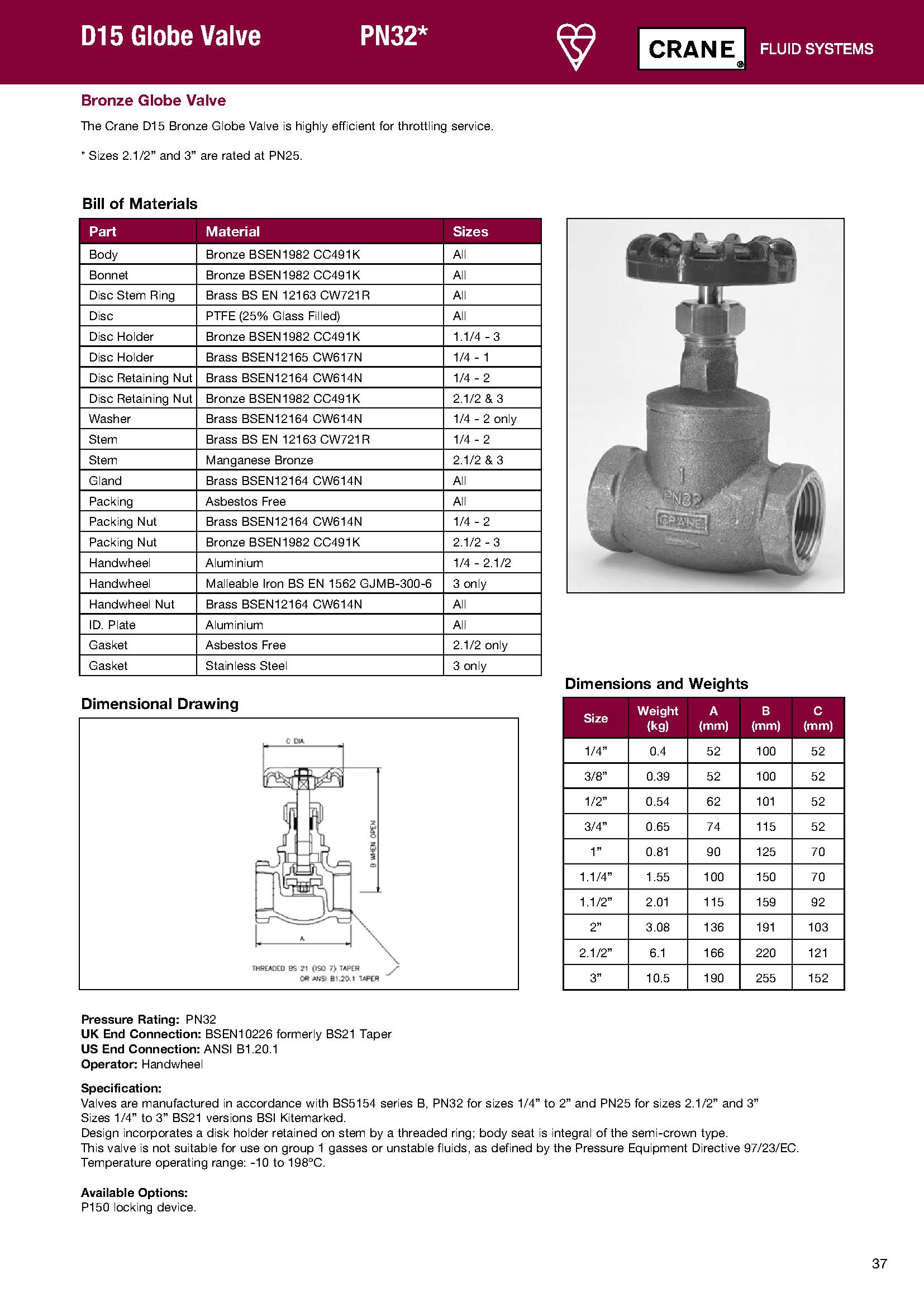 Crane Globe Valve (KV1102009) Harris & Bailey Ltd