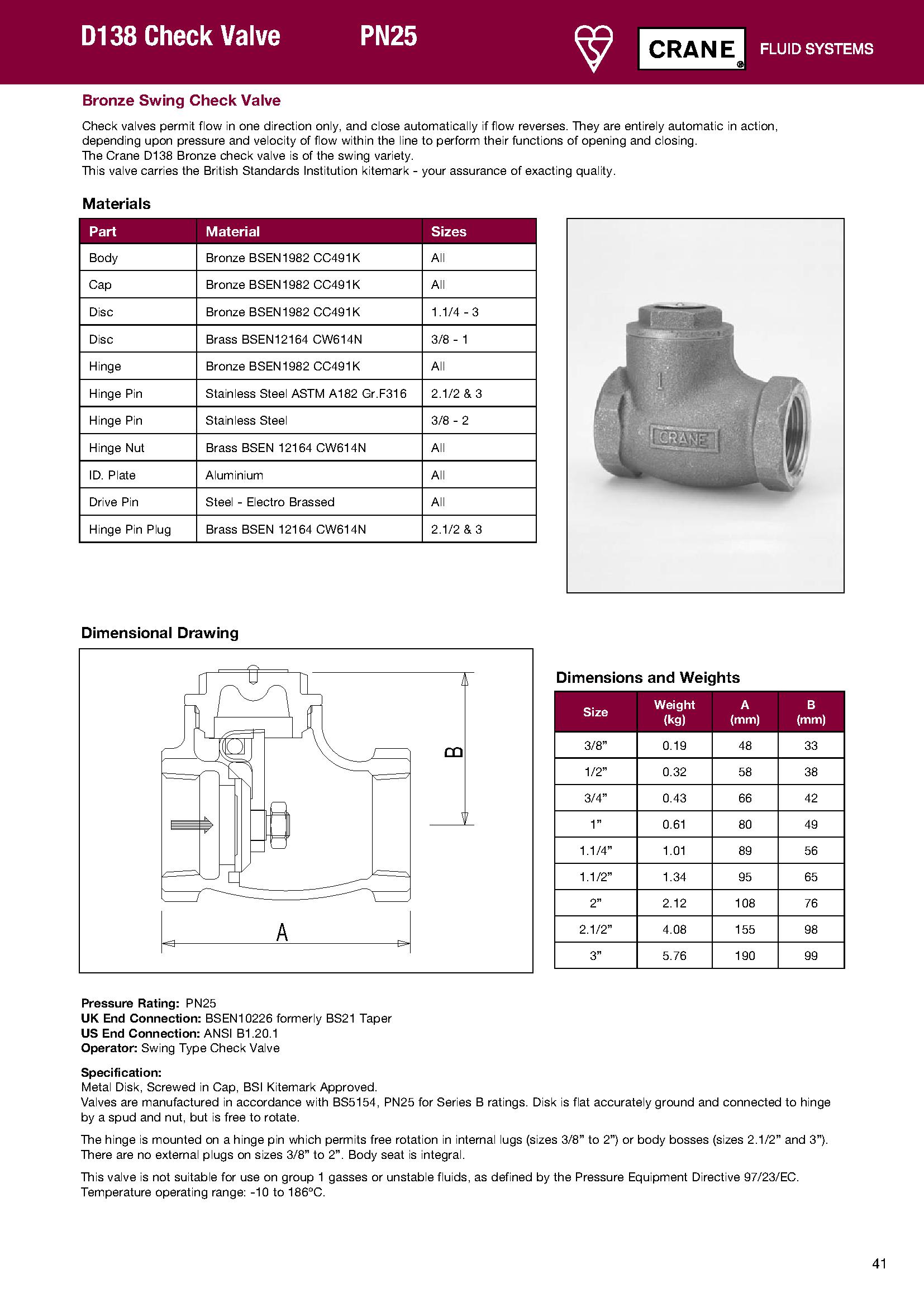 Crane Check Valve (KV1103008) Harris & Bailey Ltd
