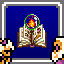 Summoning Mastery An open book with a bubble containing fire floating over it