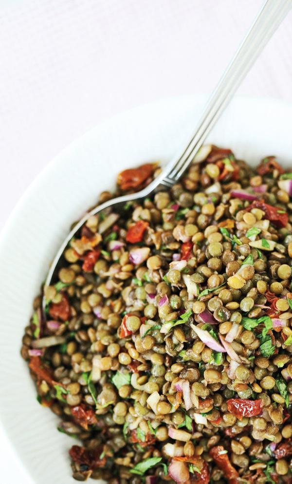 Food Friday Puy lentil, red onion and sundried tomato salad Free