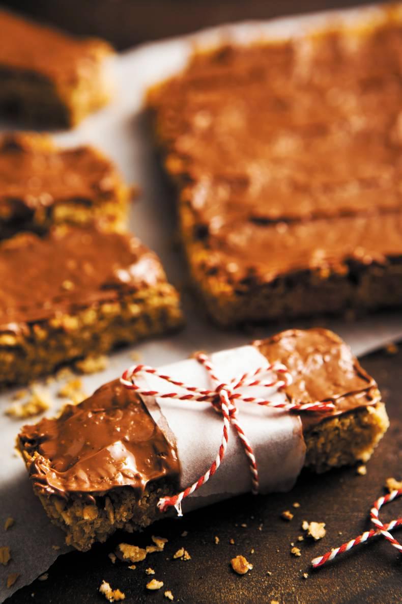 Gluten-free treats: chocolate drizzled coconut biscuits and crunchy flapjacks