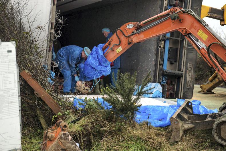 Watch: meat truck overturns in Ballyjamesduff