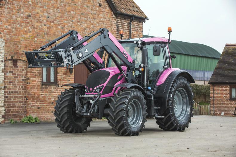 Pink Valtra for the ploughing