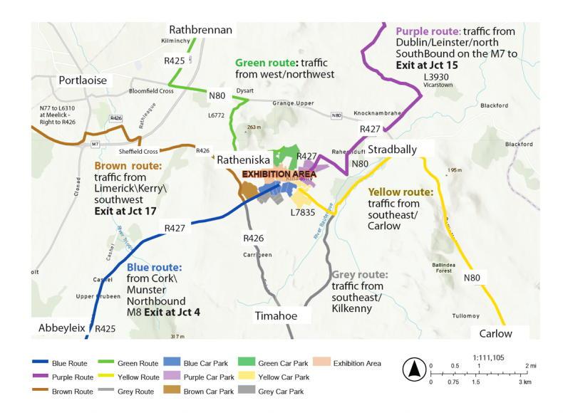 Map how to get to Ratheniska for Ploughing 2023 Free