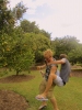 Stijn en Lachlan proberen fruit te plukken... lastig @ Botanic Gardens