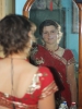 Celien in saree, klaar om naar het huwelijksfeest te gaan