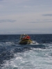 De Zodiak-speedboot van de eerste tocht