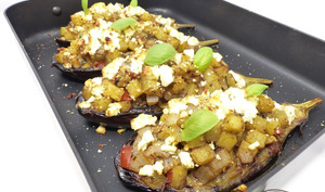 Aubergines farcies aux pommes de terre et à la feta