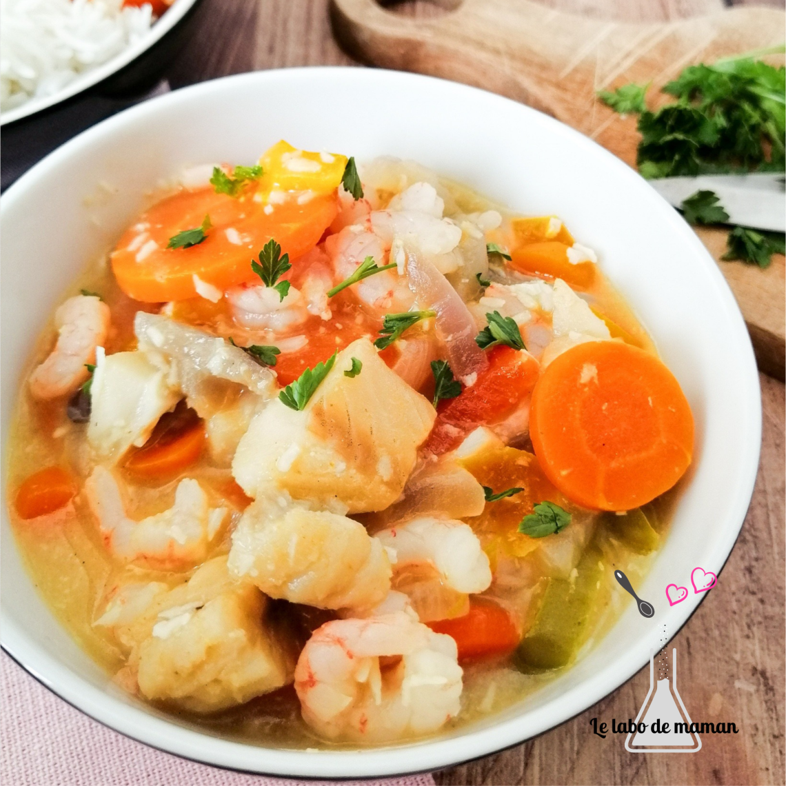 Gratin De Cabillaud Et Crevettes Au Lait De Coco Crevettes et cabillaud au curry - Recette par Le labo de maman