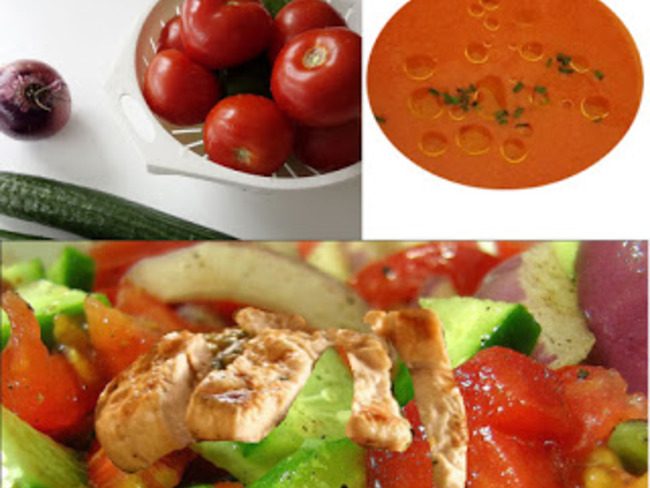 Salade Composee Au Poulet Grille Legumes D Ete Et Son Gaspacho