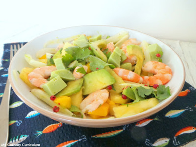 Salade De Crevettes Avocats Ananas Mangue Fenouil Et Gouda Au