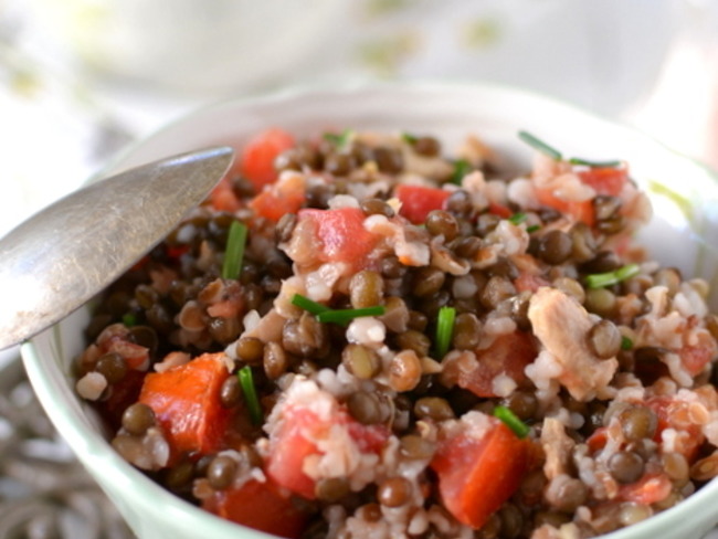 Salade D Epeautre Et Lentilles Beluga Au Maquereau Recette Par