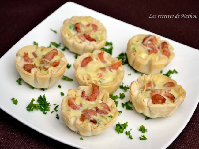 Cups En Pate Filo Aux Crevettes Grises Echalote Et Bechamel Au