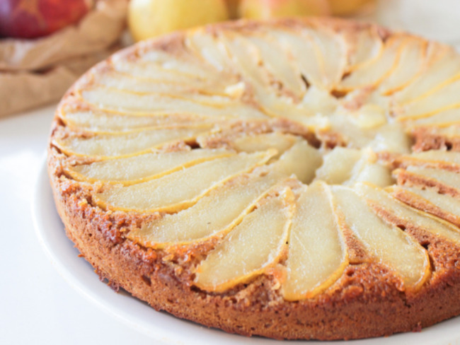 Gateau Vegan Renverse Aux Poires A L Amande Et Fleur D Oranger