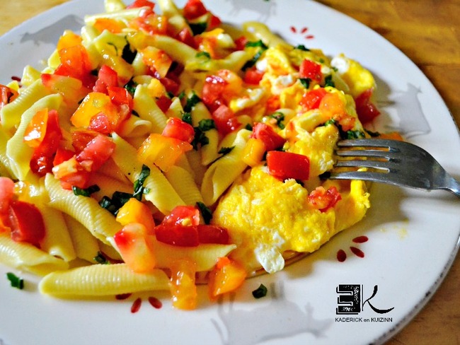 Recette Pates Aux Tomates Et œufs Brouilles Au Basilic Recette