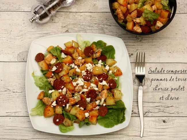 Salade De Pommes De Terre Roties Chorizo Poulet Et Chevre