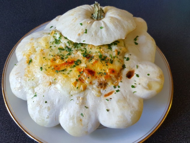 Patisson Farci Poulet Champignon Et Gratine Au Chaumes Recette