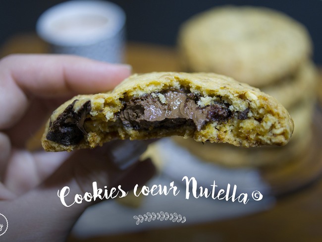 Cookies Aux Pepites Chocolat Au Lait Et Coeur Fondant Au Nutella
