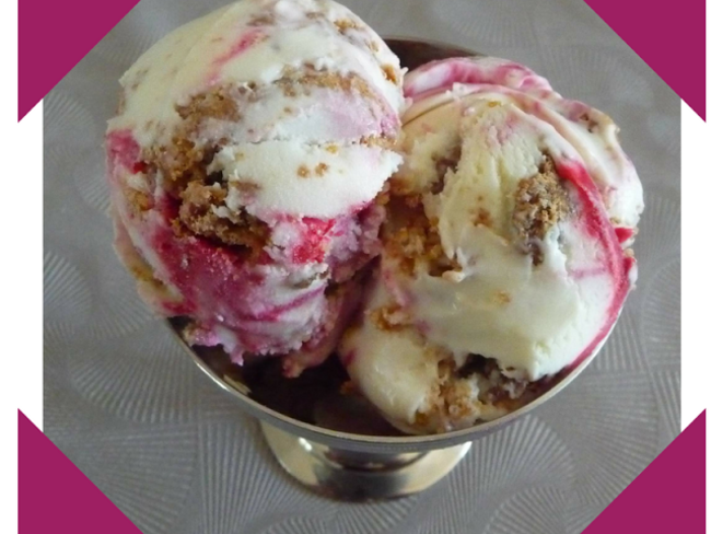 Glace cheesecake chocolat blanc framboises crumble ...