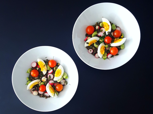 Salade De Lentilles Legumes Croquants Et Vinaigrette Miel Noix