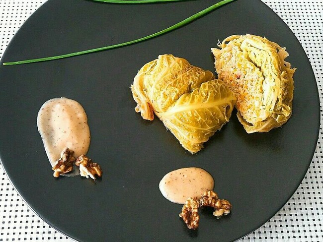 Mon Chou Farci D Automne A La Sauce Moutarde Aux Noix Recette