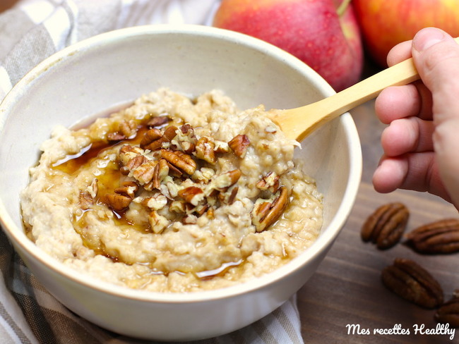 Porridge à la pomme et noix de pécan - Recette par Mes Porridge à la pomme et noix de pécan - Recette par Mes