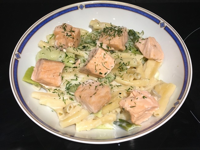 One Pot Pasta Saumon Poireaux Recette Par Audecuisine