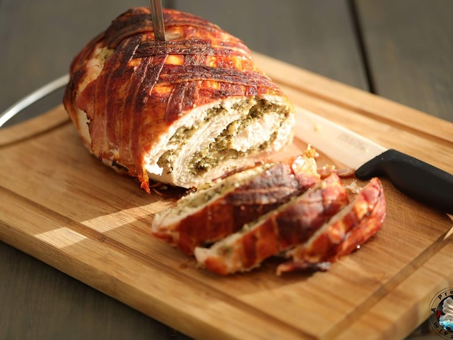 Roti De Dinde Farci En Barde De Poitrine Fumee Recette Par A