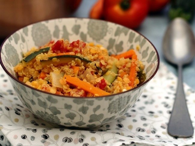 One Pot Quinoa Lentilles Corail Carotte Courgette Et Tomate