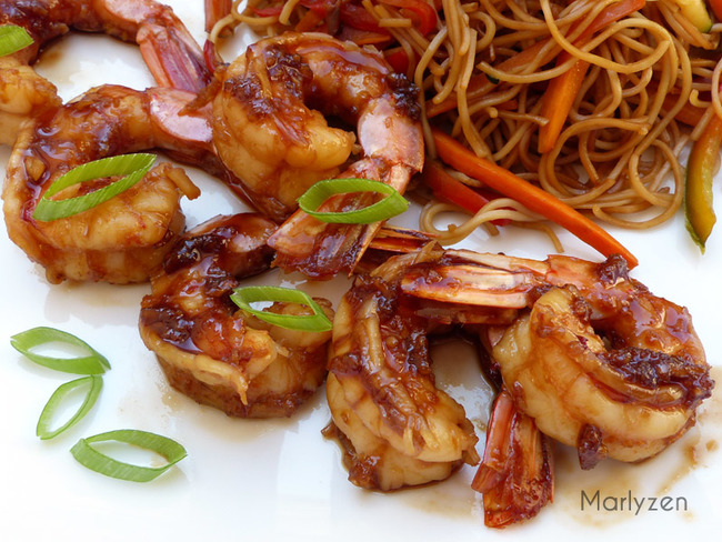 Crevettes au miel et à l'ail - Recette par Marlyzen