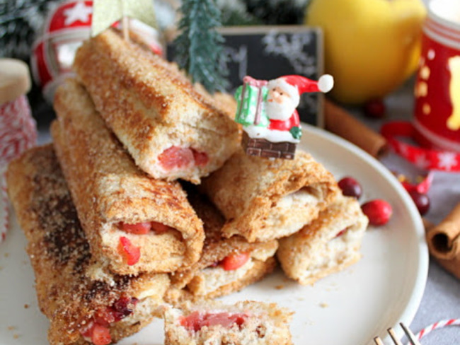 Pain Perdu Roule Aux Pommes Cranberries Et Cannelle Recette Par