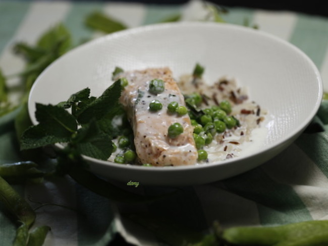Saumon Mi Cuit Riz Sauvage Et Petits Pois A La Menthe Recette