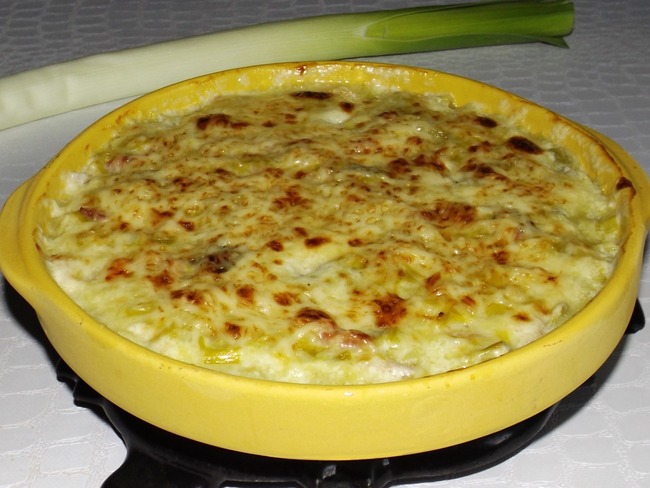 Gratin De Poireaux Aux Lardons Et Au Roquefort Recette Par Ca Ne
