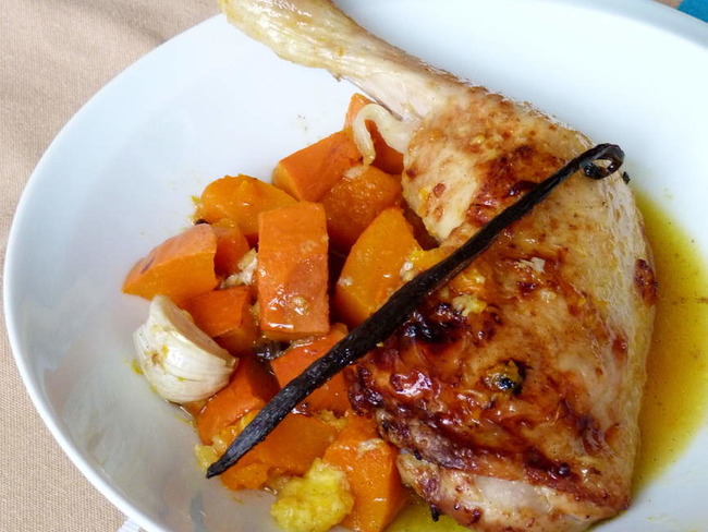 Cuisse De Poulet A L Orange Miel Vanille Et Potimarron Recette