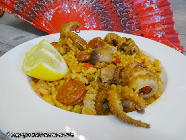 Riz à l'espagnole au poulpe comme une paella - Recette par cuisine en folie