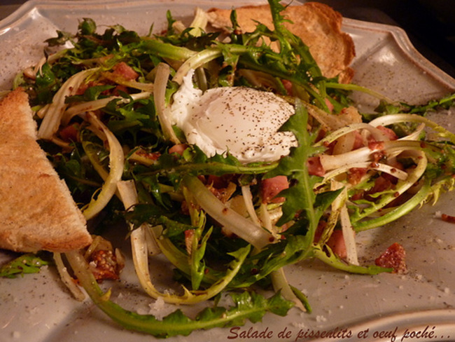 Salade De Pissenlits Aux Lardons Et Oeuf Poché