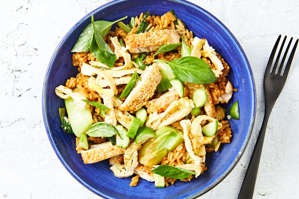 Sesame Chicken Rice Bowl With Omelette And Herbs Marley Spoon
