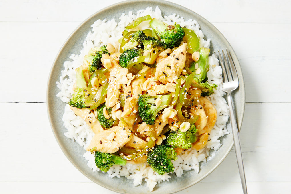 Honey Sesame Chicken Breast With Greens Peanuts And Rice Marley Spoon