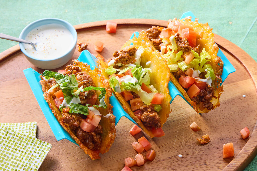 Low-Carb Ground Chicken Tacos with Cheese "Tortillas"