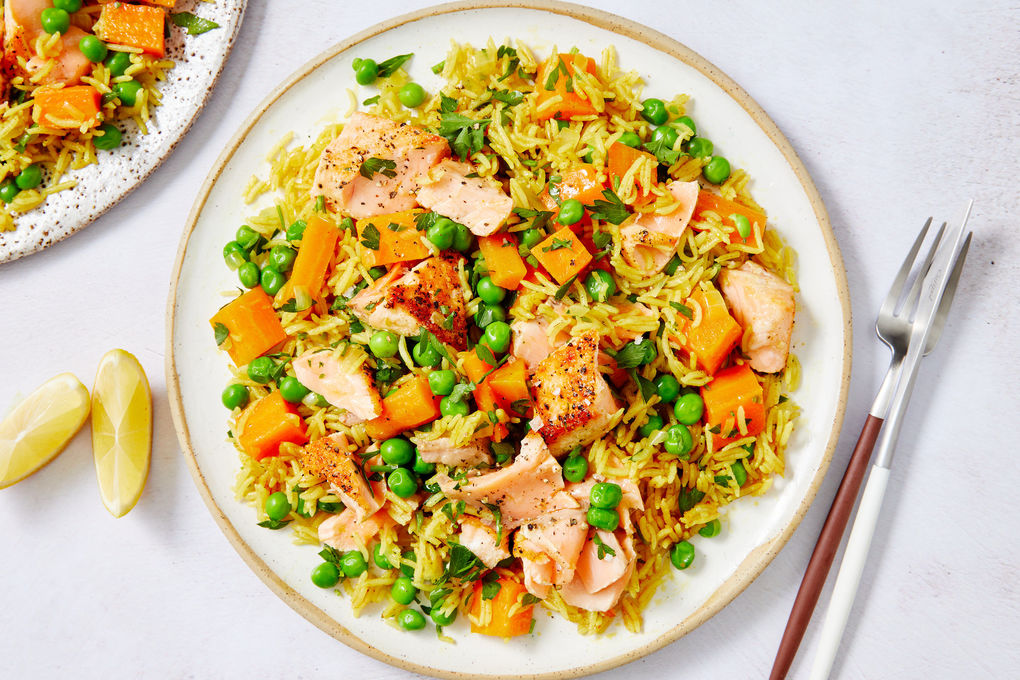 Malay Spiced Salmon Rice With Peas Parsley And Lemon Marley Spoon