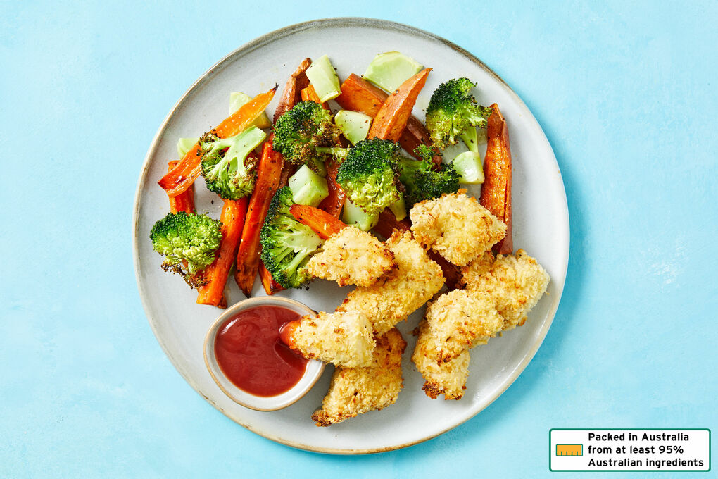 Baked Popcorn Chicken With Veggie Wedges Dinnerly