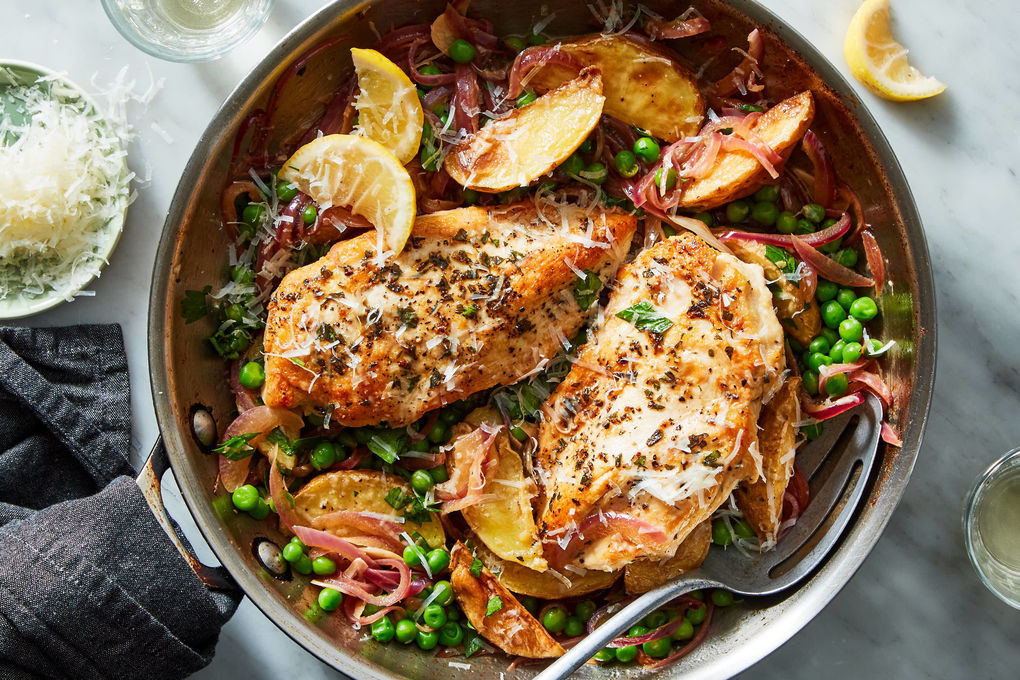 Chicken Vesuvio & Parmesan Roasted Potatoes with Lemon-Herb ...