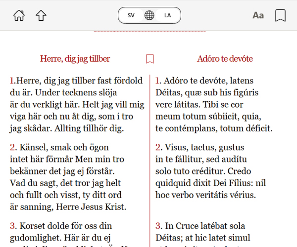 Adoro te devote svenska latin